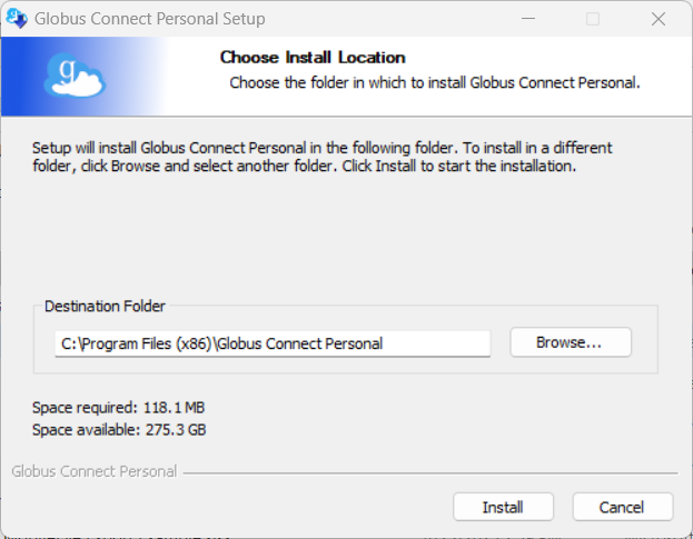Globus Connect Personal Installation