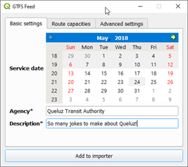 GTFS calendar screen