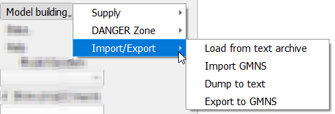 Import/Export menu