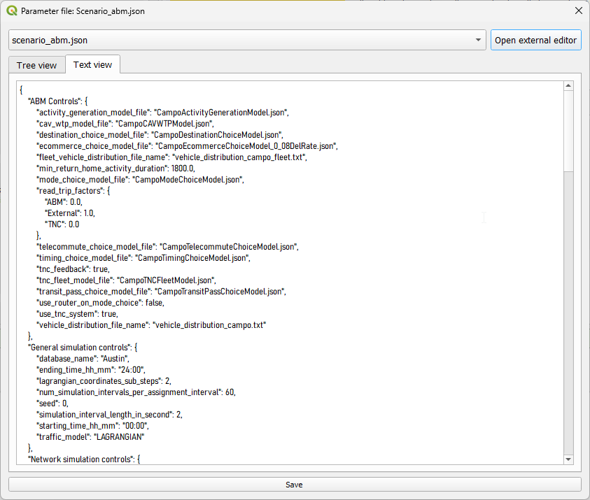 Parameters tree view